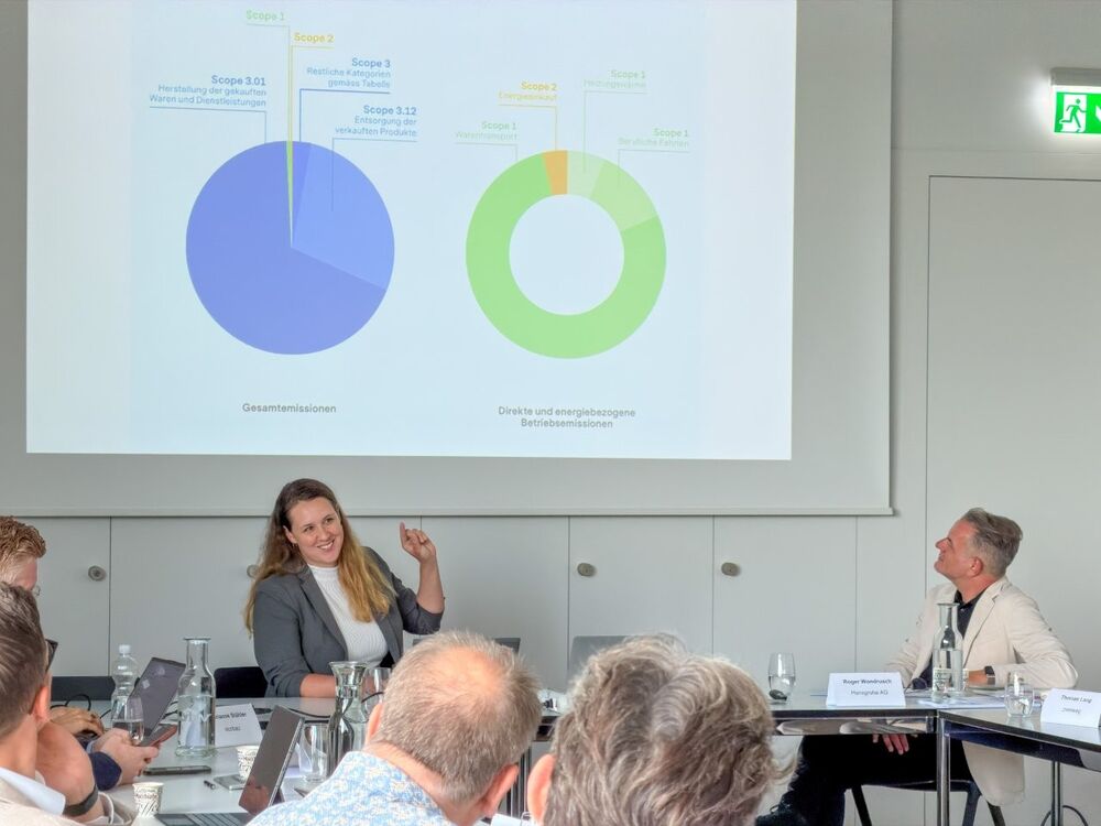 Laura Hahn stellte die Ergebnisse der ersten gruppenweiten CO2-Bilanz der SABAG-Gruppe vor.
